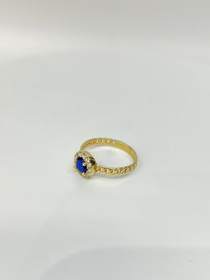 651- NEW 14K Round Blue Stone Ring (W.G)