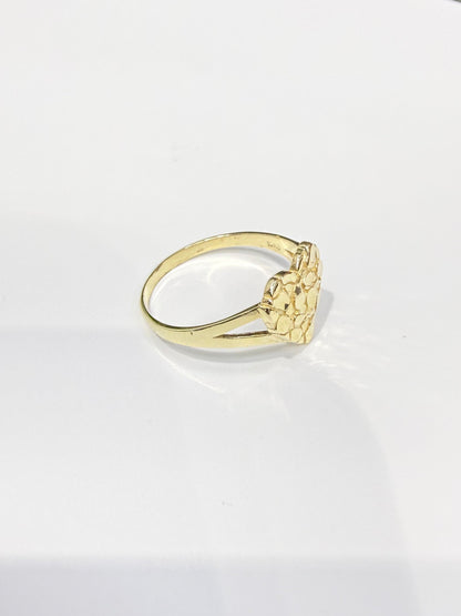 1615-NEW 10K Heart Nugget Ring W. G