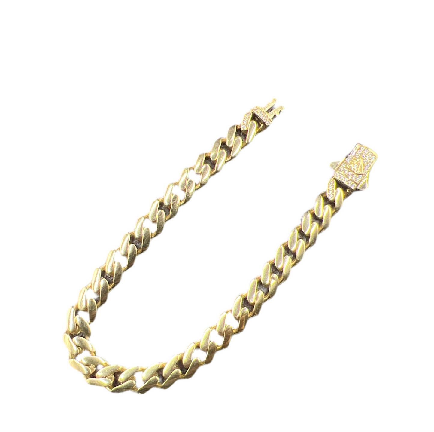 334- Pulsera Monaco de oro amarillo de 14 quilates de 8"