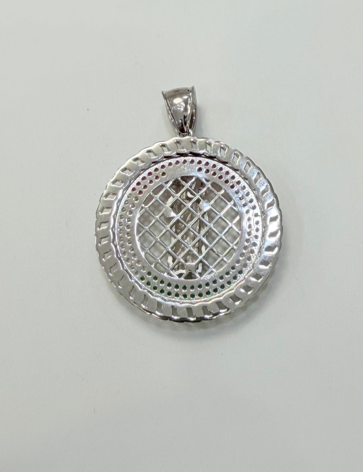 S490-NEW .925 Sterling Silver St. Jude Round Pendant W.G