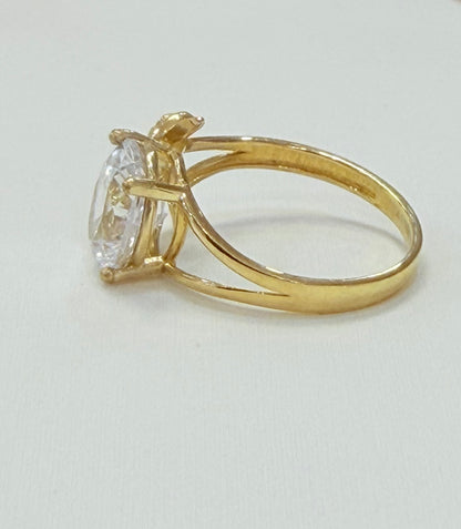 1383- NEW 10K Gold Prong Dolphin Cz RIng W.G