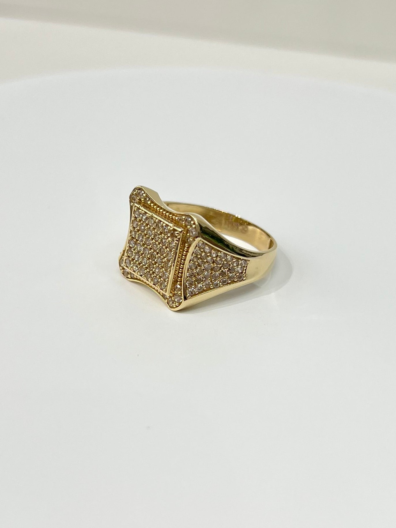 1182- NEW 14K Full Cz Square Fashion Men's Ring W.G