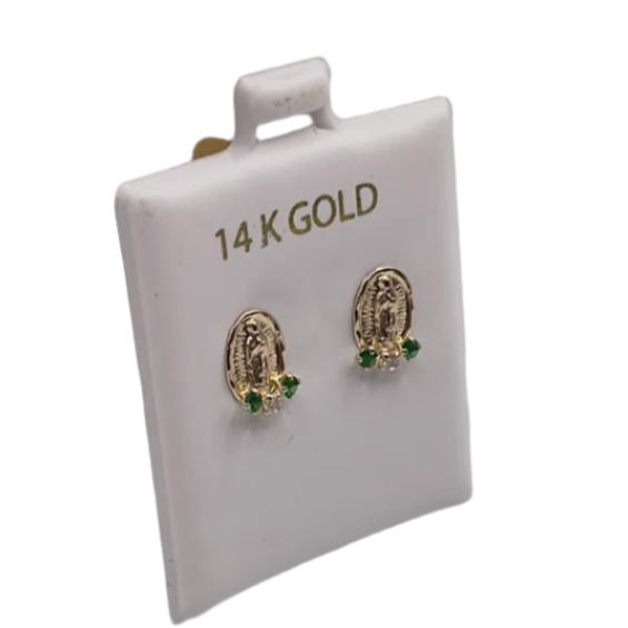 00115-NEW 14K Yellow Gold “Religious” Stud Earrings (W.G)