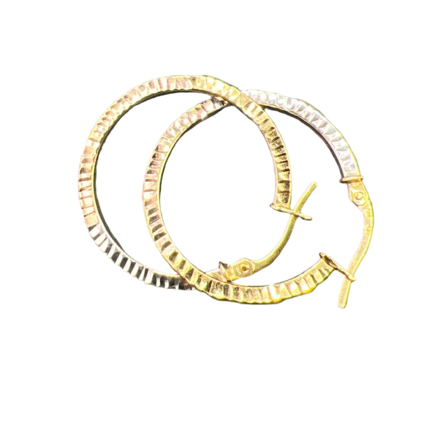 322- 14K Yellow Gold Tri Color Hoops Earrings