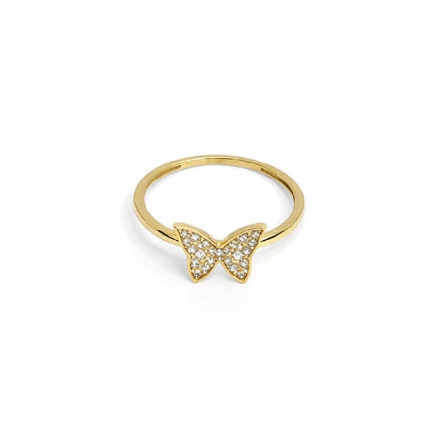 1497- NEW 14K Lightweight Thin Band Butterfly Ring W.G