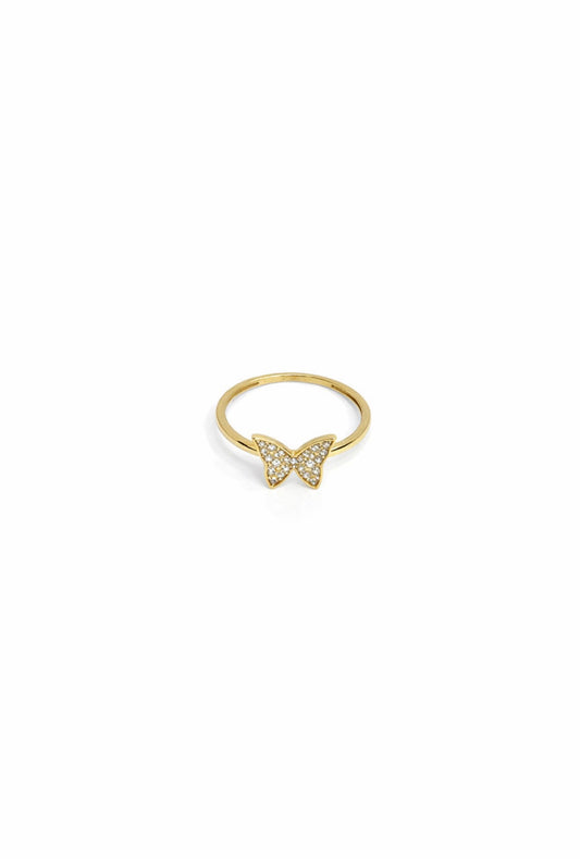 1497- NEW 14K Lightweight Thin Band Butterfly Ring W.G