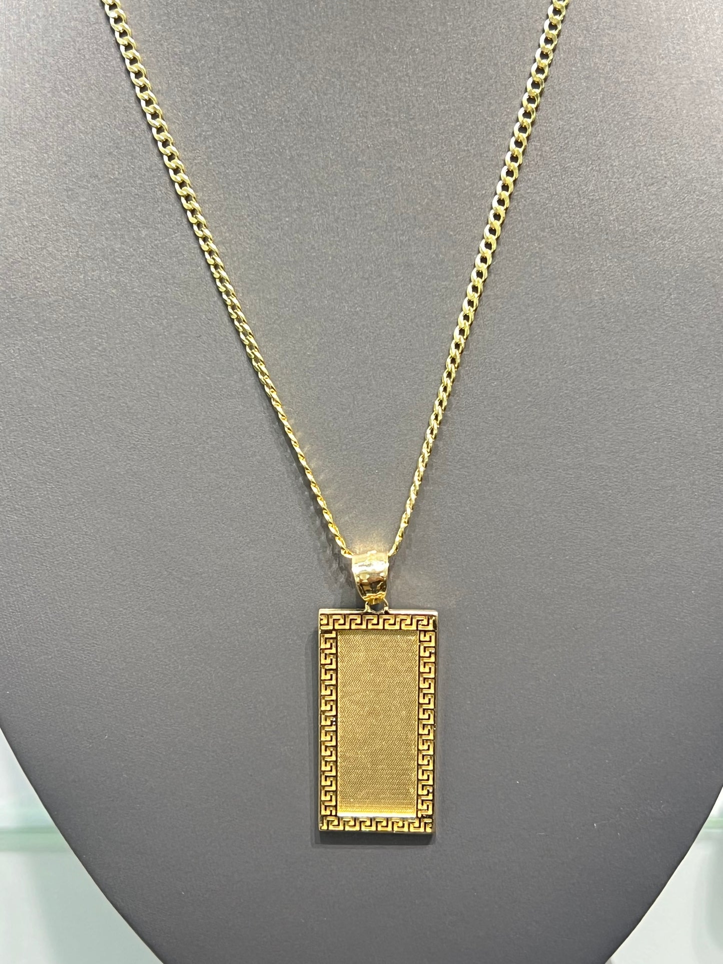 00145- NEW 14K Solid Flat Gold ID Plate Pendant (W.G)