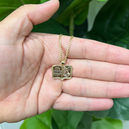 1307- NEW 10k Gold Serenity Prayer Double Sided Flat Charm Pendant W.G