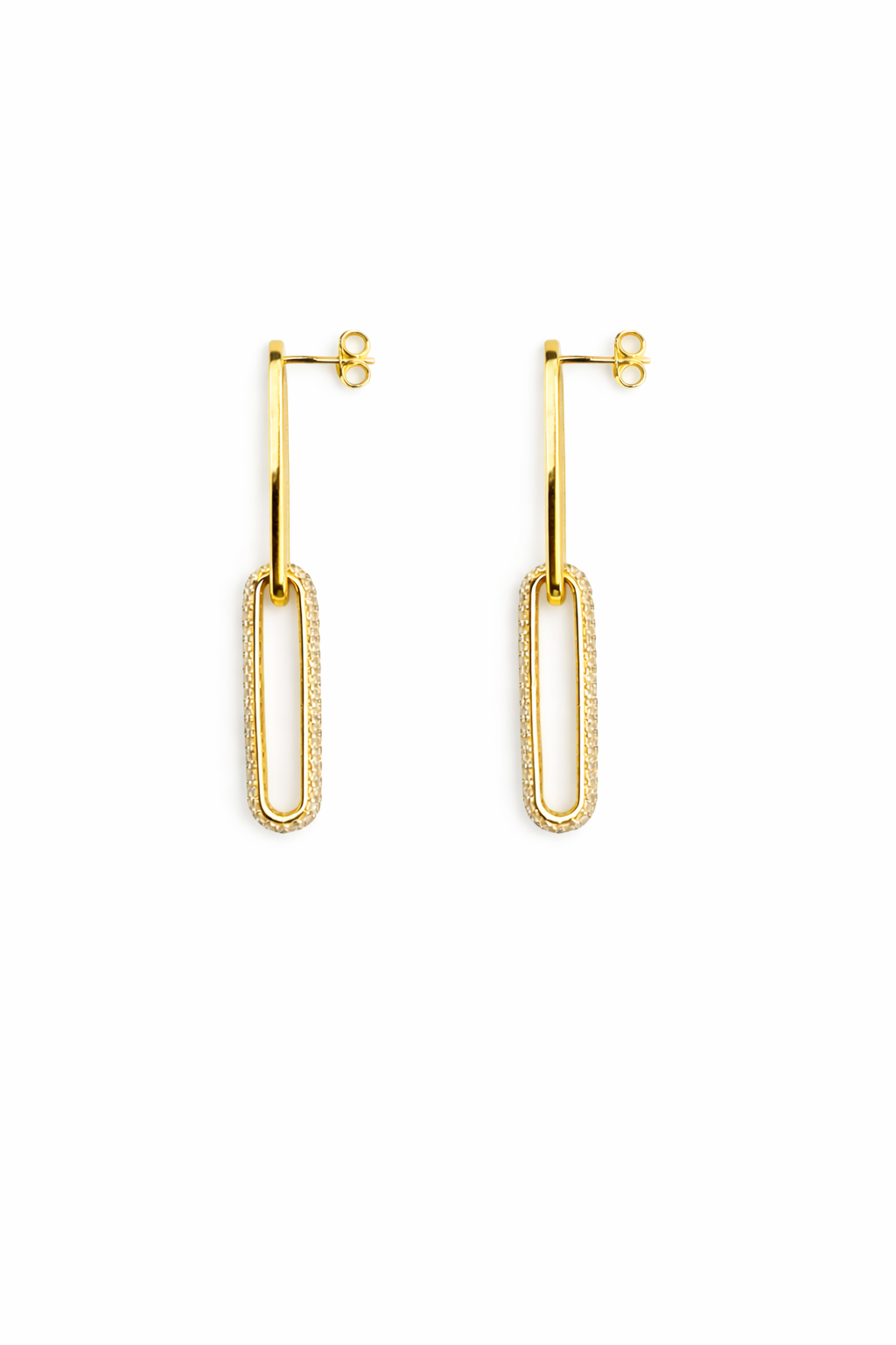 645- NEW 14K Paper Clip Two Link Dangling Earrings W.G