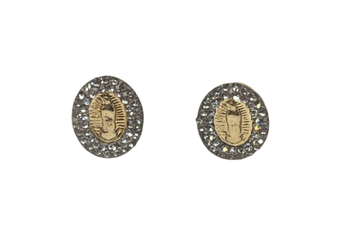 588- NEW 14K Mother Mary Stud Earrings (W.G)