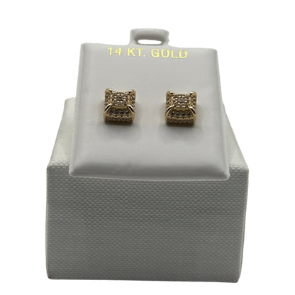 605- 14K Cz Stones Square Stud Earrings