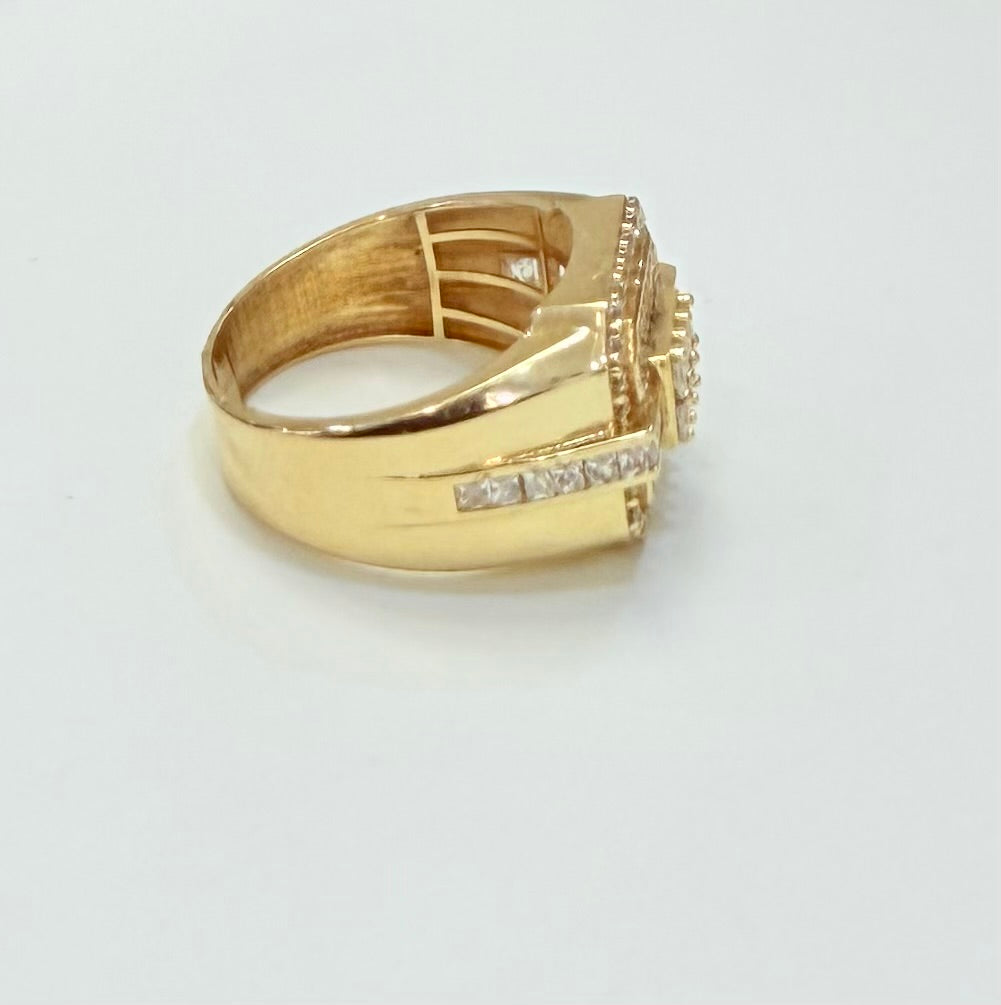 1356- NEW 14K Ice Out Cz Men's Fashion Ring W.G