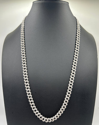 S487- .925 Sterling Silver CZ Encrusted Curb Chain 22”