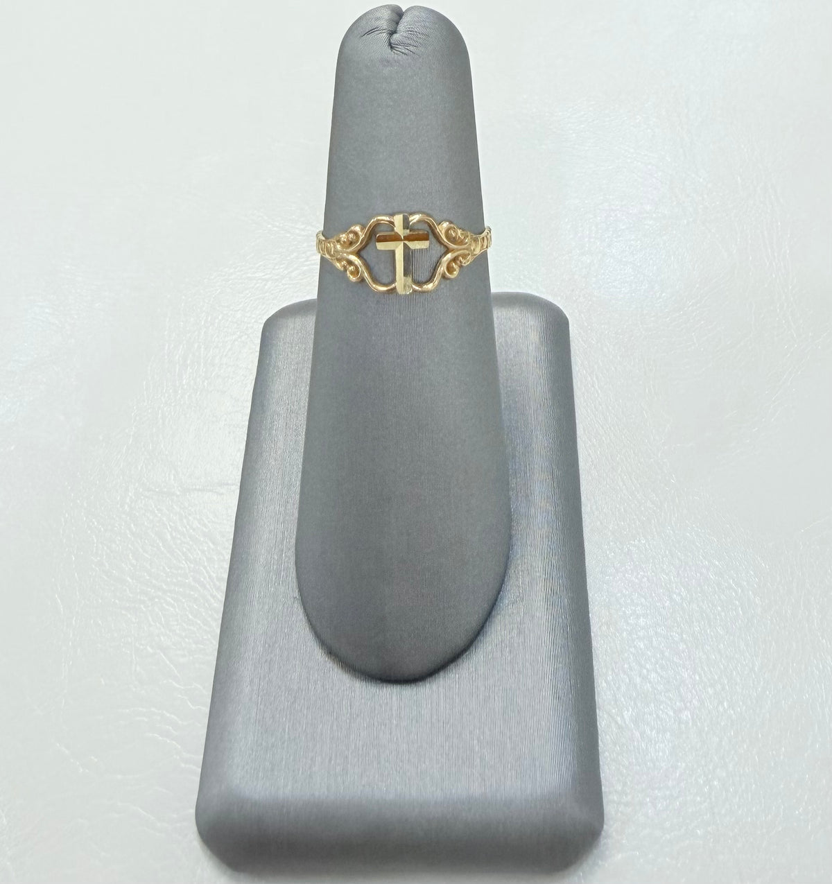 1714- NEW 10K Thin Cross Women’s Ring W.G