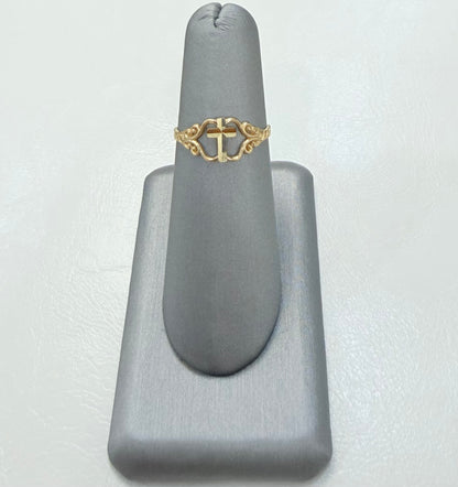 1714- NEW 10K Thin Cross Women’s Ring W.G