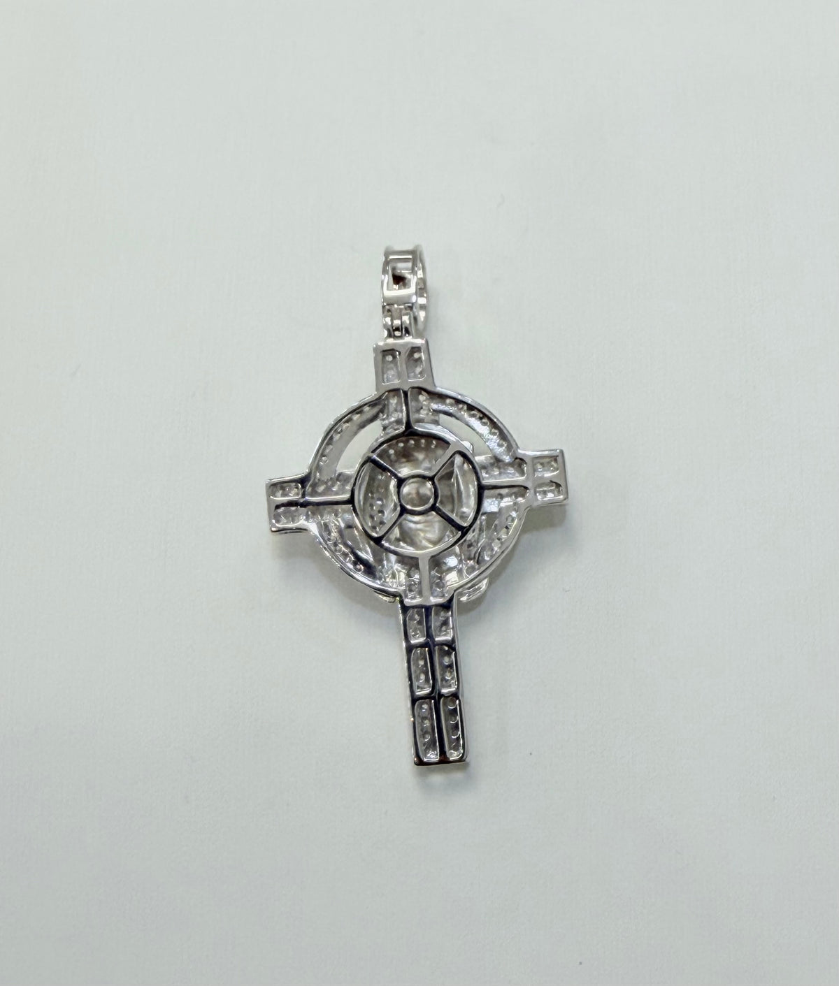S404- NEW .925 Sterling Silver Full CZ Cross Hip Hop Pendant W.G