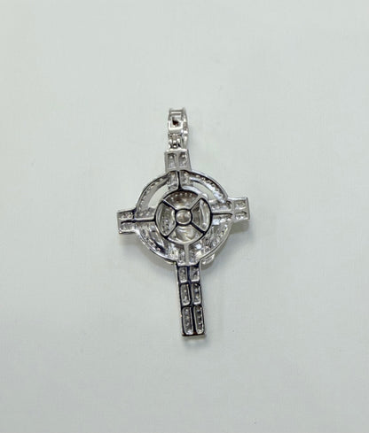 S404- NEW .925 Sterling Silver Full CZ Cross Hip Hop Pendant W.G
