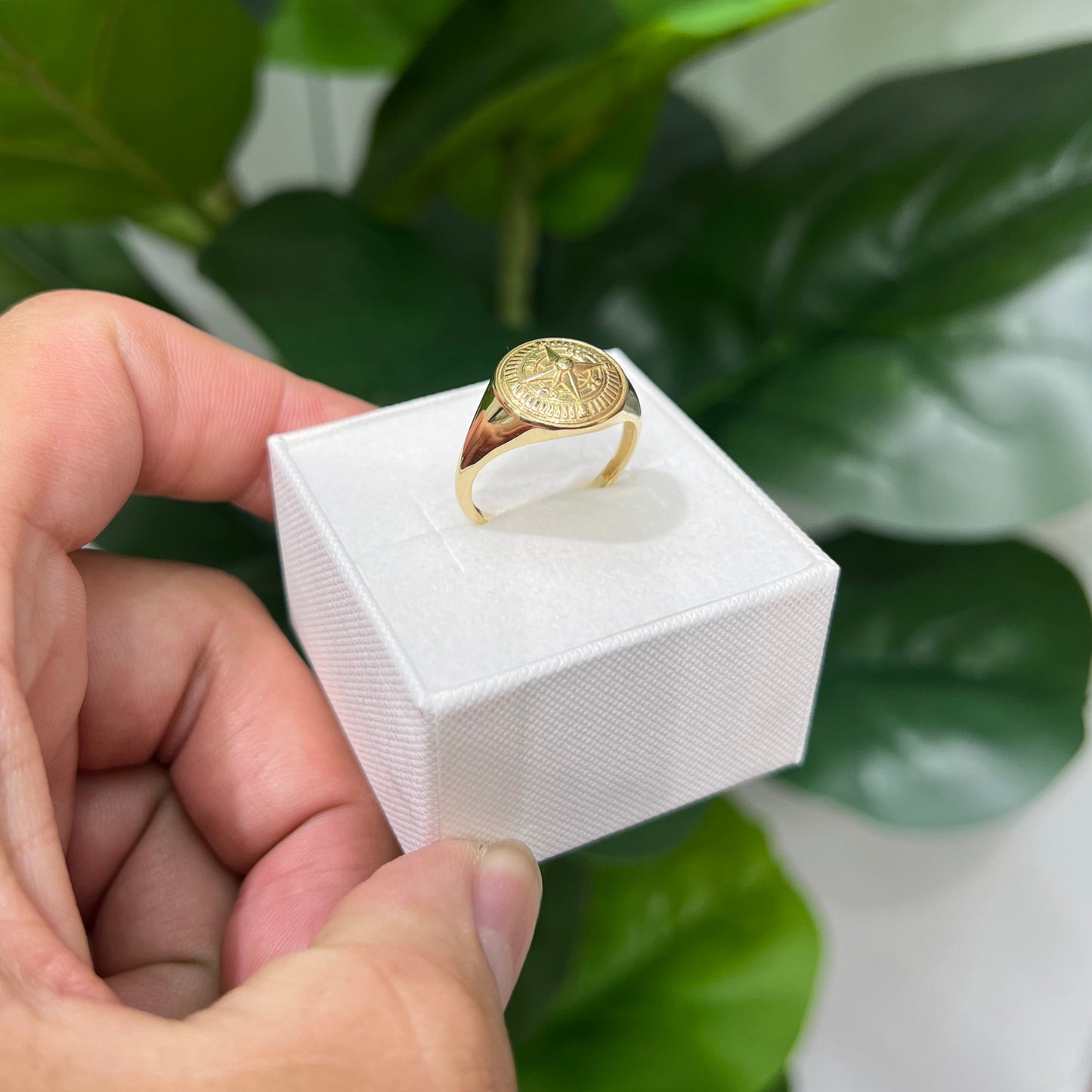 378- NEW 14k Gold Compass Men’s Ring W.G