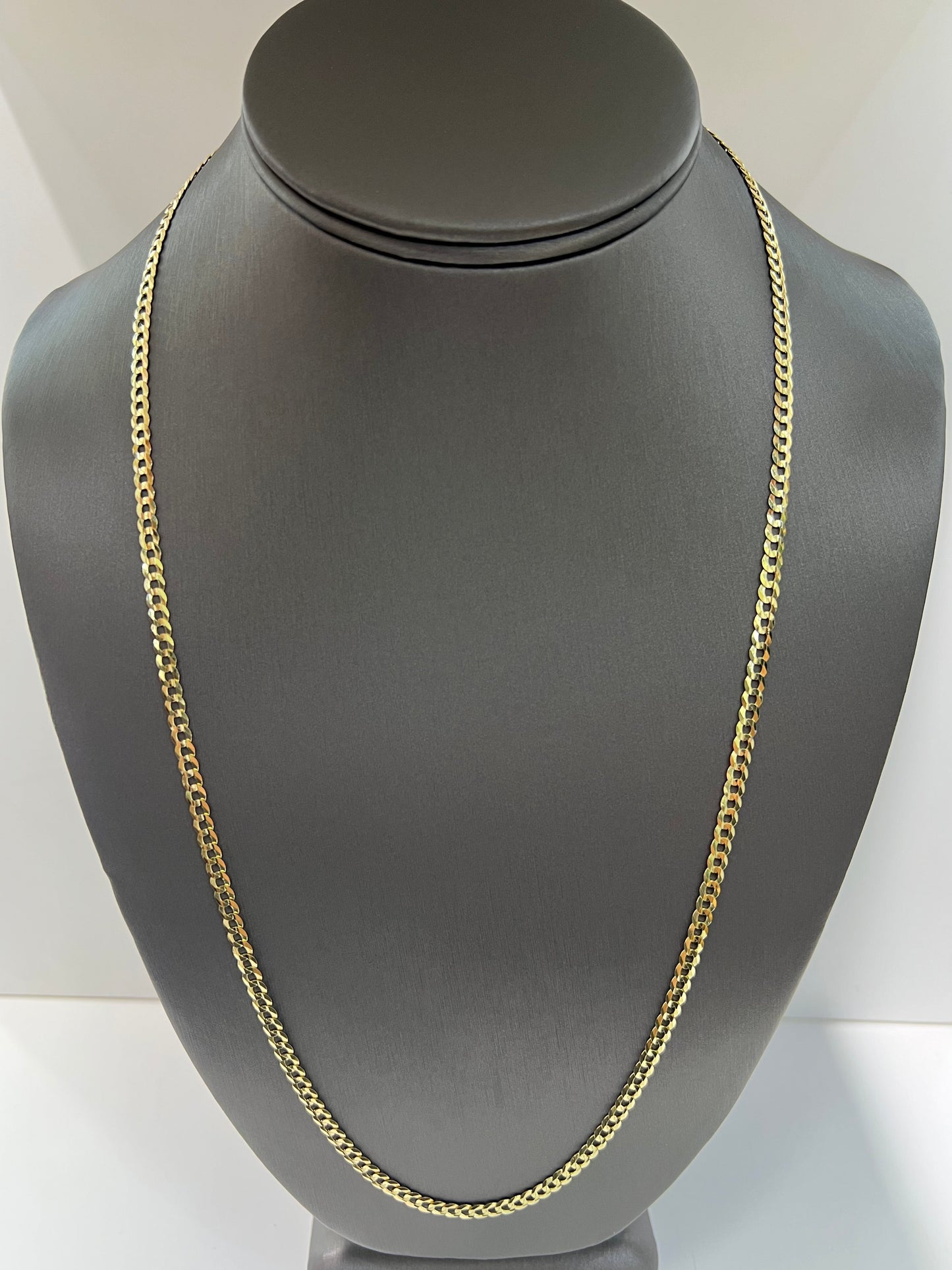 1627- NEW 14K Solid Cuban Curb Chain 24" 3.7mm W.G