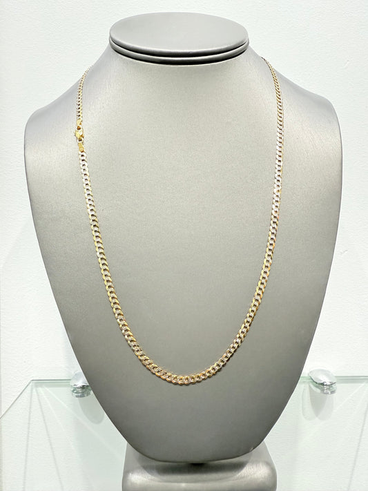 1023- NEW 14K Solid Cuban Chain Two Tone (3.7mm) W.G