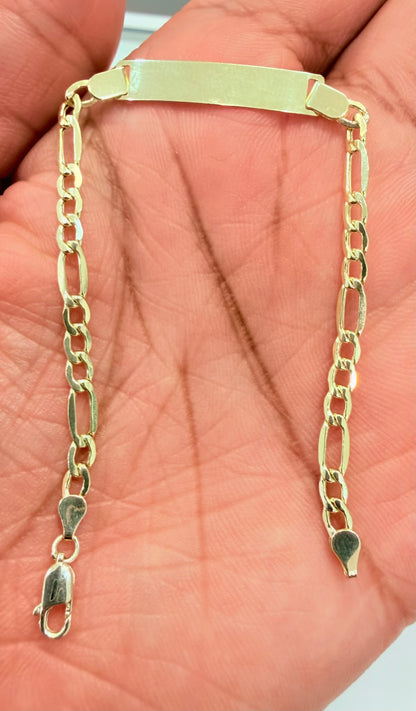 1744- NEW 10K Figaro ID Bracelet 6” (3.5mm) W.G