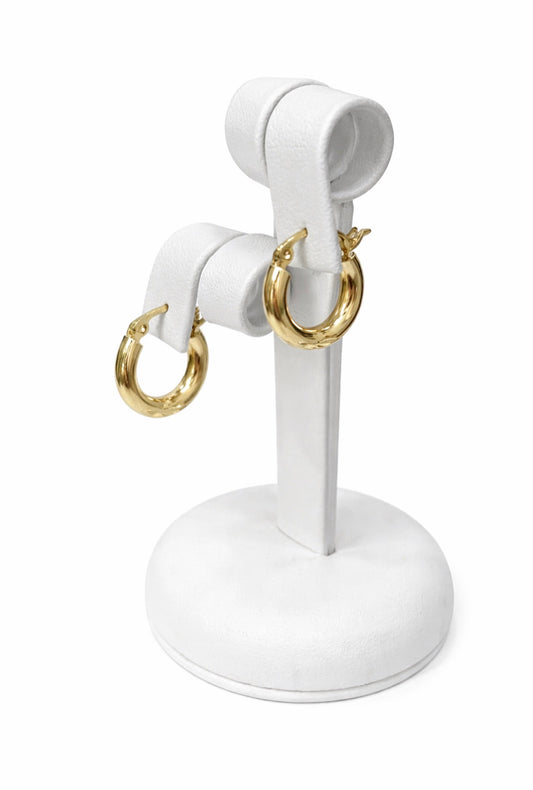 1512- NEW 14K Hollow Hoop Earrings (15x3mm) W.G