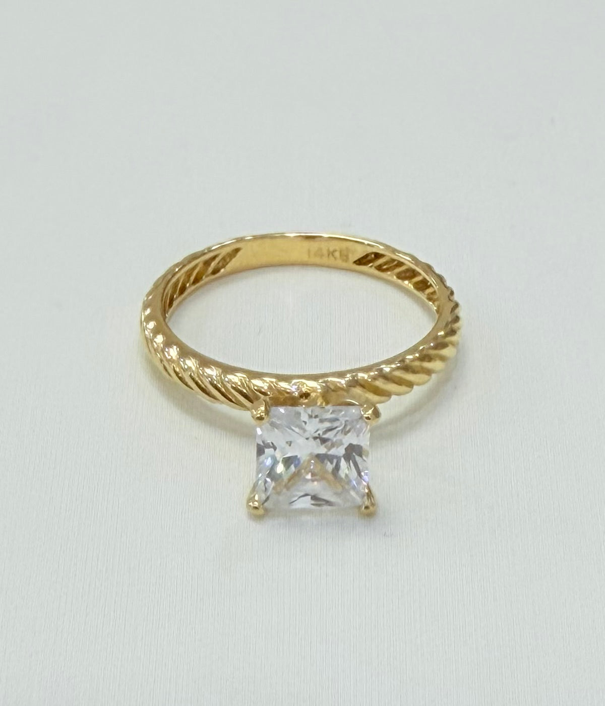 1448- NEW 14K Gold Wedding Square Cz Ring W.G