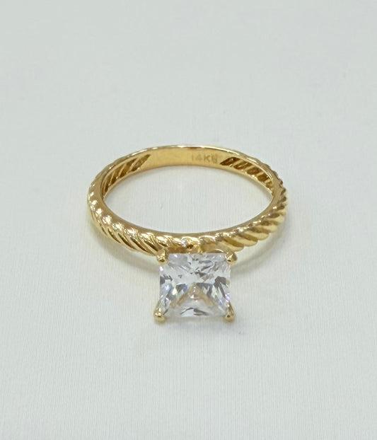 1448- NEW 14K Gold Wedding Square Cz Ring W.G