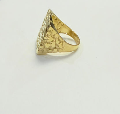 1698- NEW 10K Square Nugget Men Ring W.G