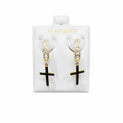 1545- NEW 14K Dangling Cross Stud Earrings W.G