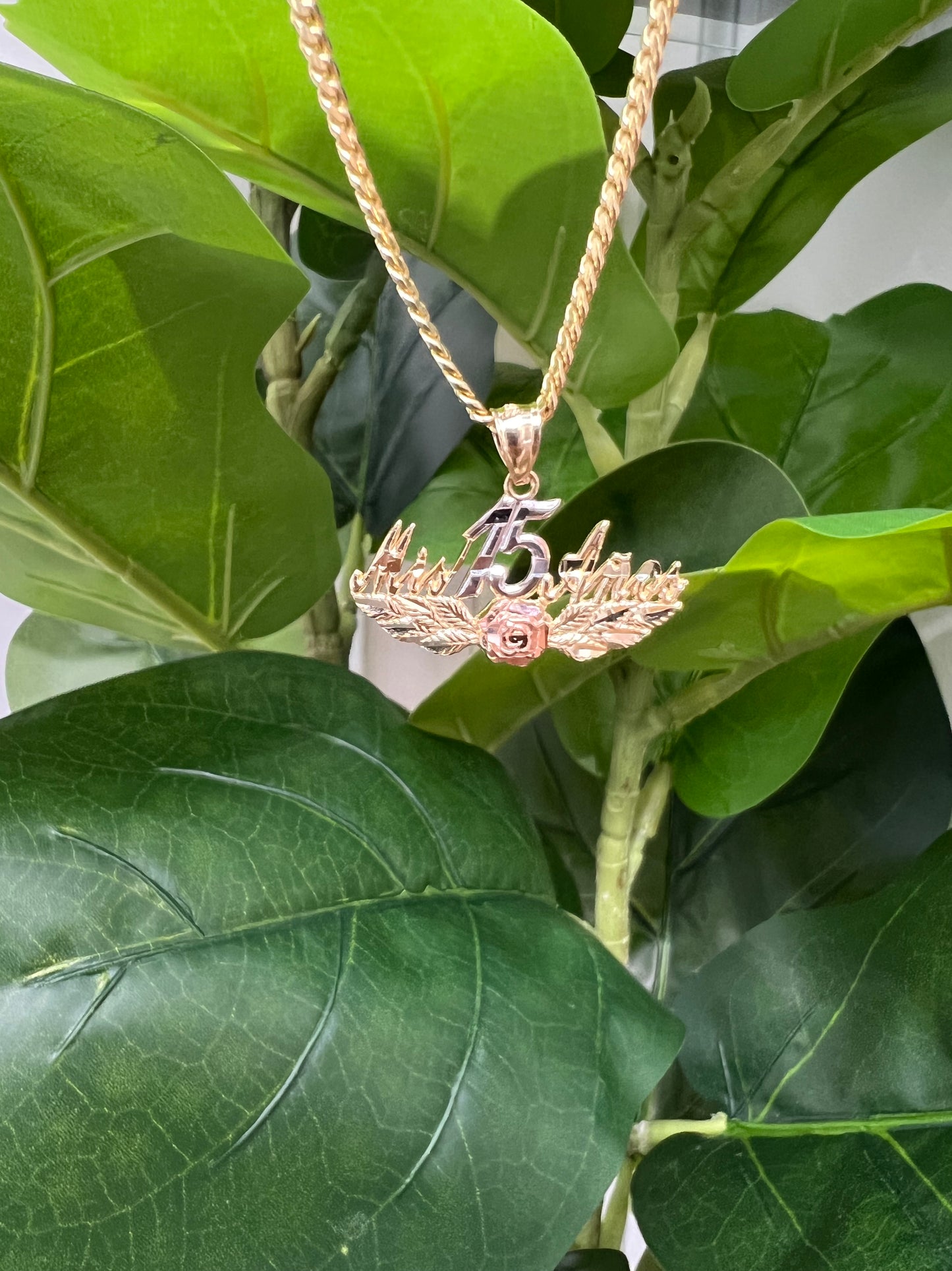 1213- NEW 14K Quinceanera Gold Pendant  W.G