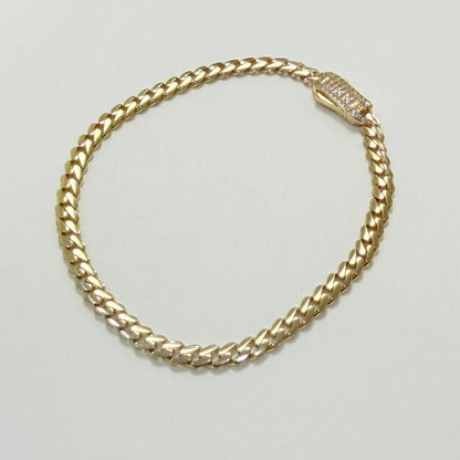 1673- NEW 10K Hollow Cuban Bracelet 7” (4mm) W.G