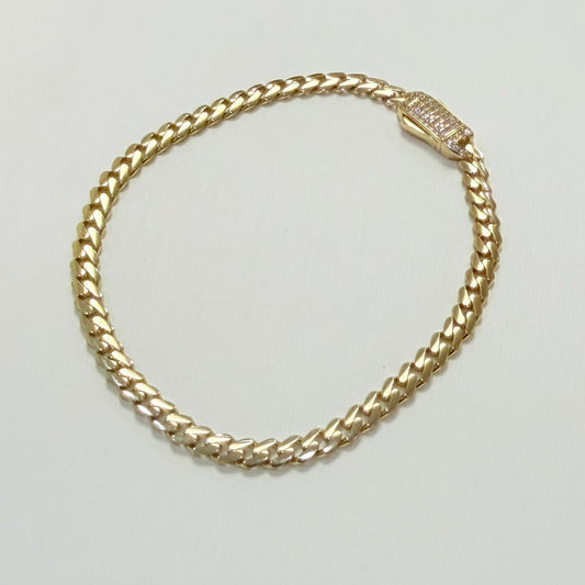 1673- NEW 10K Hollow Cuban Bracelet 7” (4mm) W.G