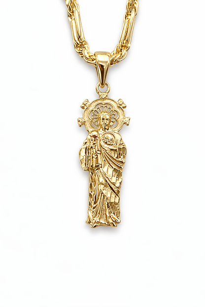 1283- NEW 10K Gold St Jude with Crown Pendant / Medalla San Judas W.G