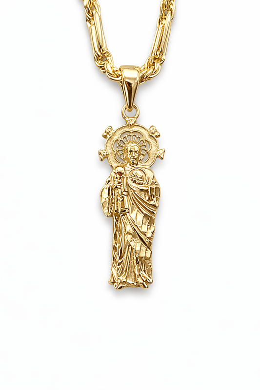 1283- NEW 10K Gold St Jude with Crown Pendant / Medalla San Judas W.G