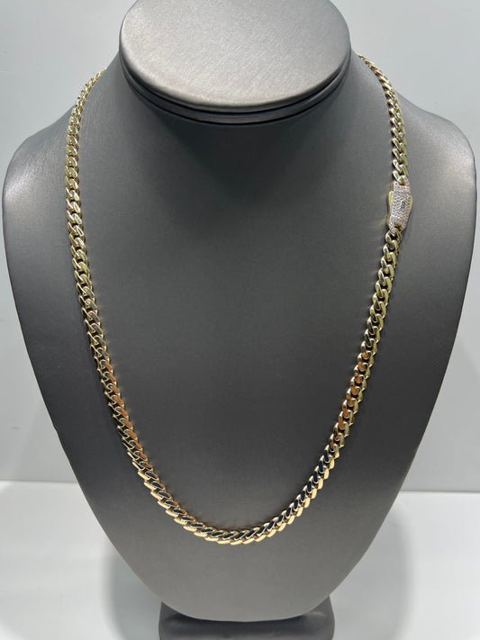 1661- NEW 14K Hollow Cuban Monaci Chain 20" (6mm) W.G