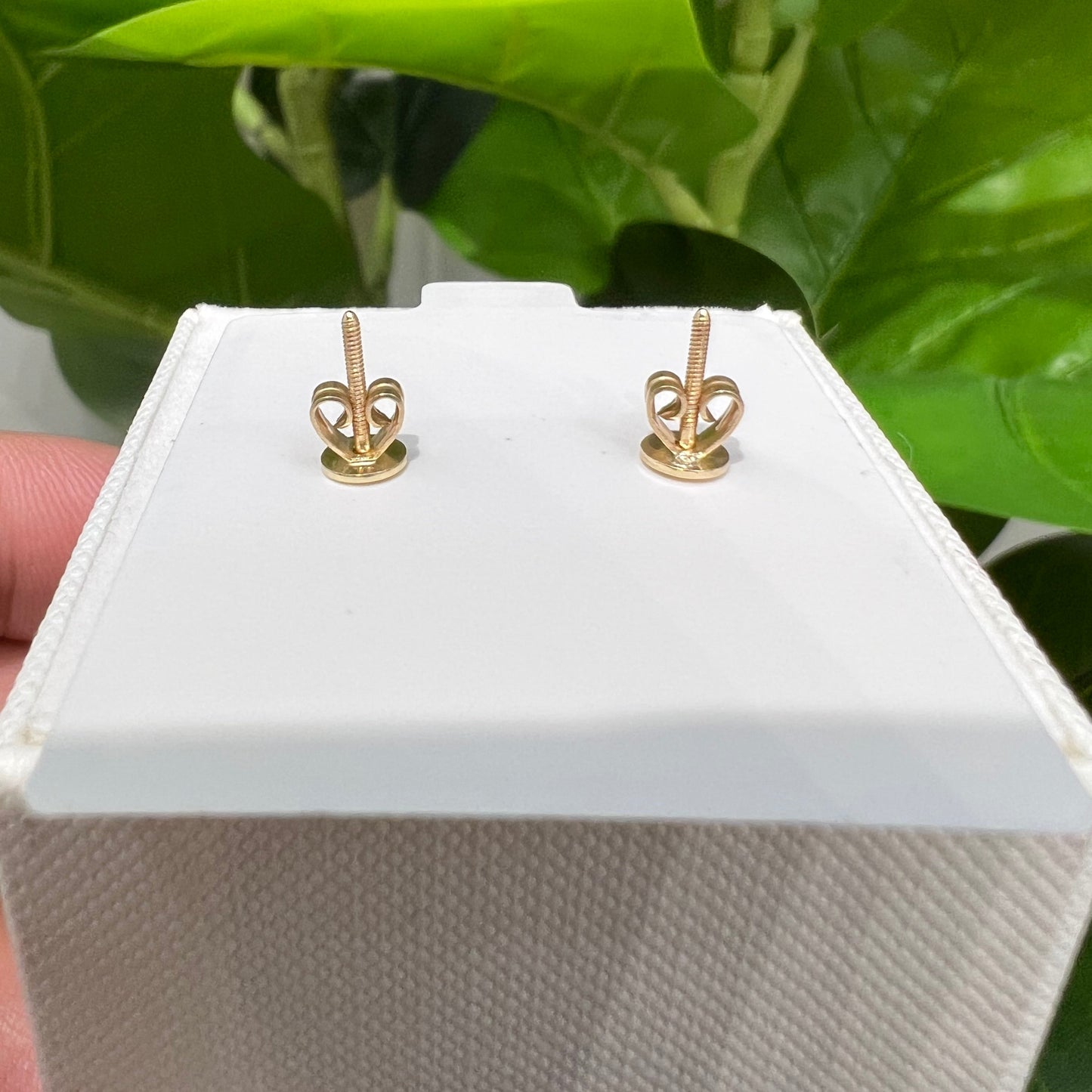 1361- NEW 14K Small Square Full Cz Stud Earrings (6.4mm) W.G