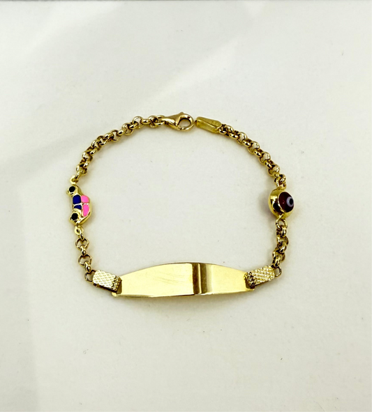 518- NEW 14K Hollow Oval Link ID Bracelet (3 mm) W.G
