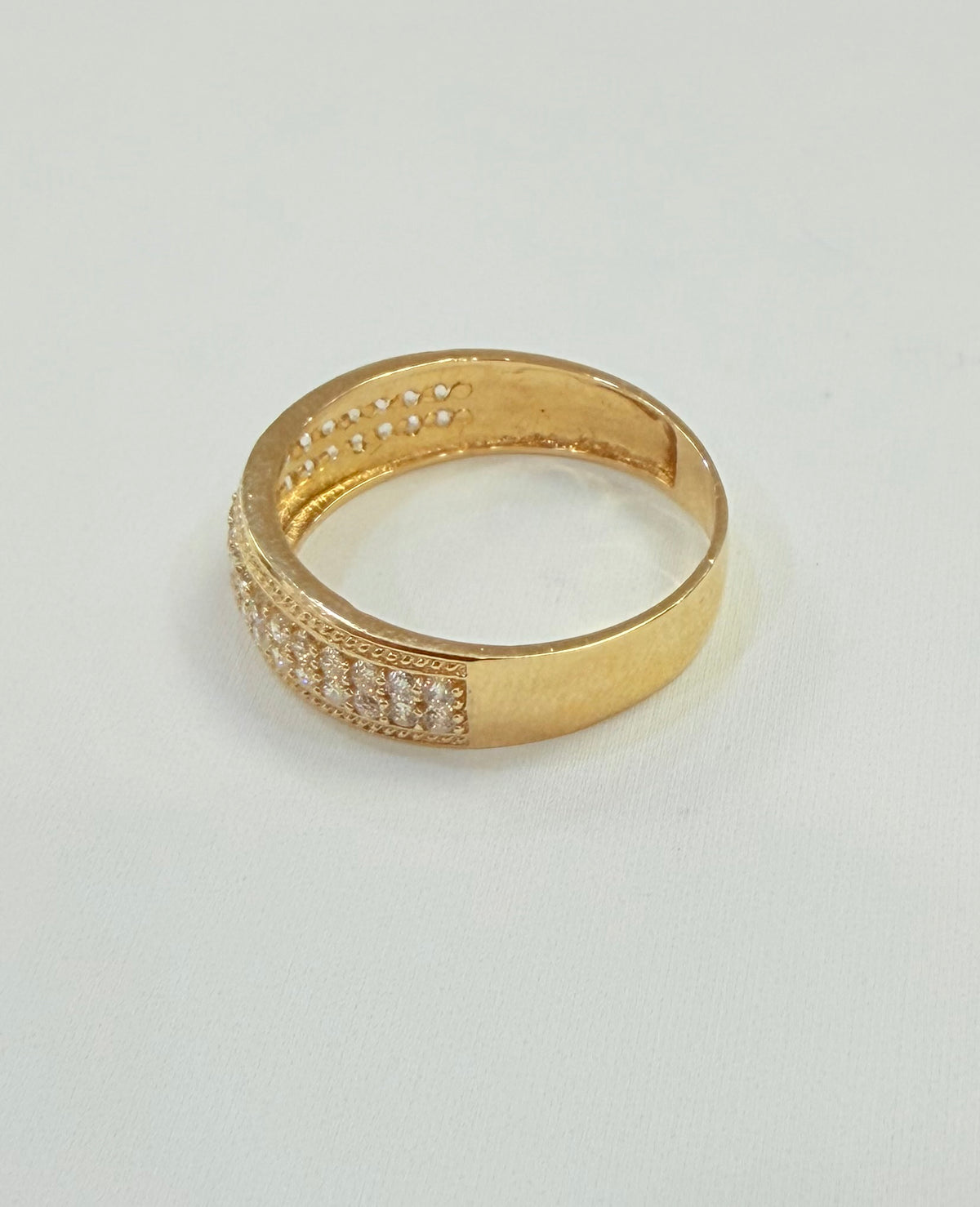 1717- NEW 14K Gold Cz Wedding Band Men’s Ring Sz10 W.G