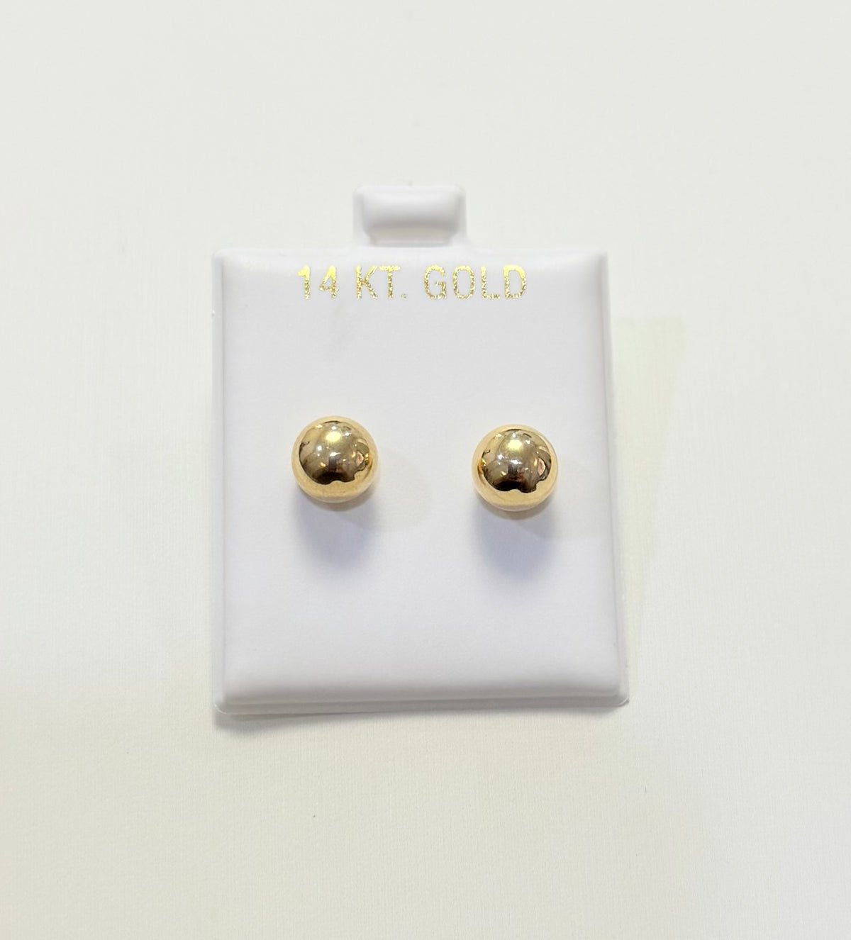 1699- NEW 14K Ball Stud Earrings (8mm)W.G