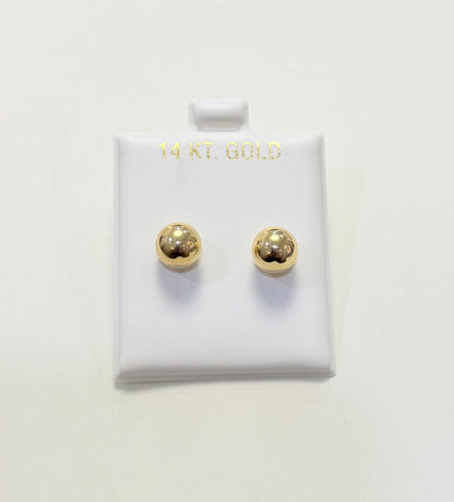 1699- NEW 14K Ball Stud Earrings (8mm)W.G
