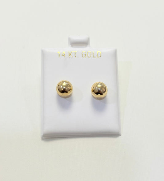 1699- NEW 14K Ball Stud Earrings (8mm)W.G