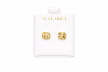 1151- NEW 14K Trebol Gold Stud Earrings W.G