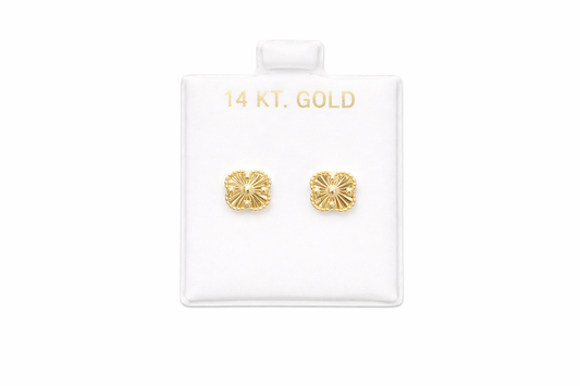 1151- NEW 14K Trebol Gold Stud Earrings W.G