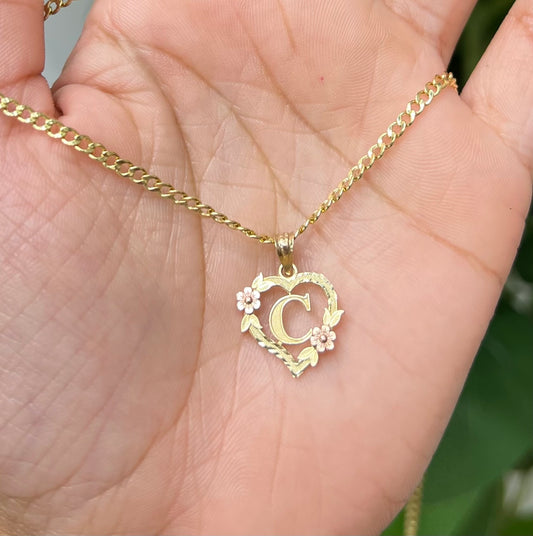 0072- NEW 14K Letter “C” Heart Shape Pendant W.G