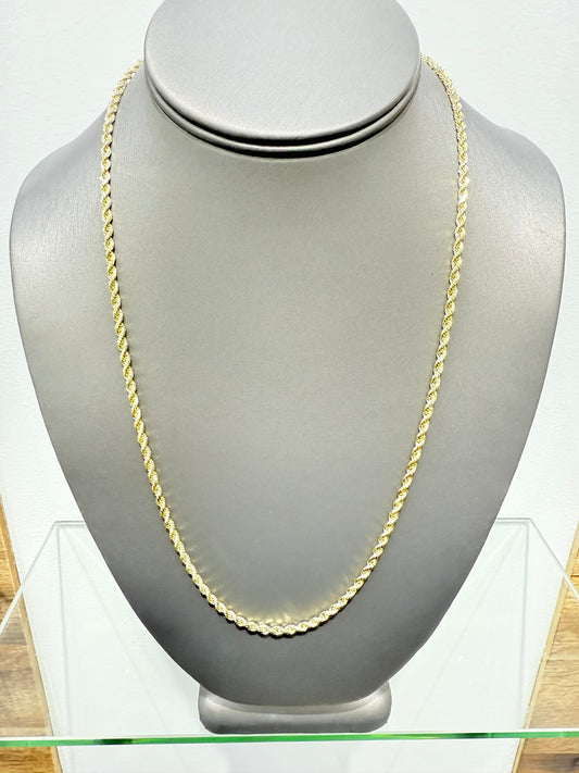 1010-14K Hollow Rope Chain (3mm) W.G