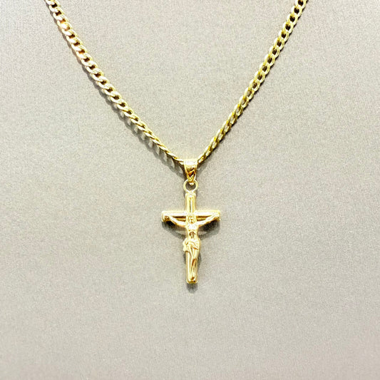 1059- NEW 14K Gold Hollow Crucifix Pendant W.G