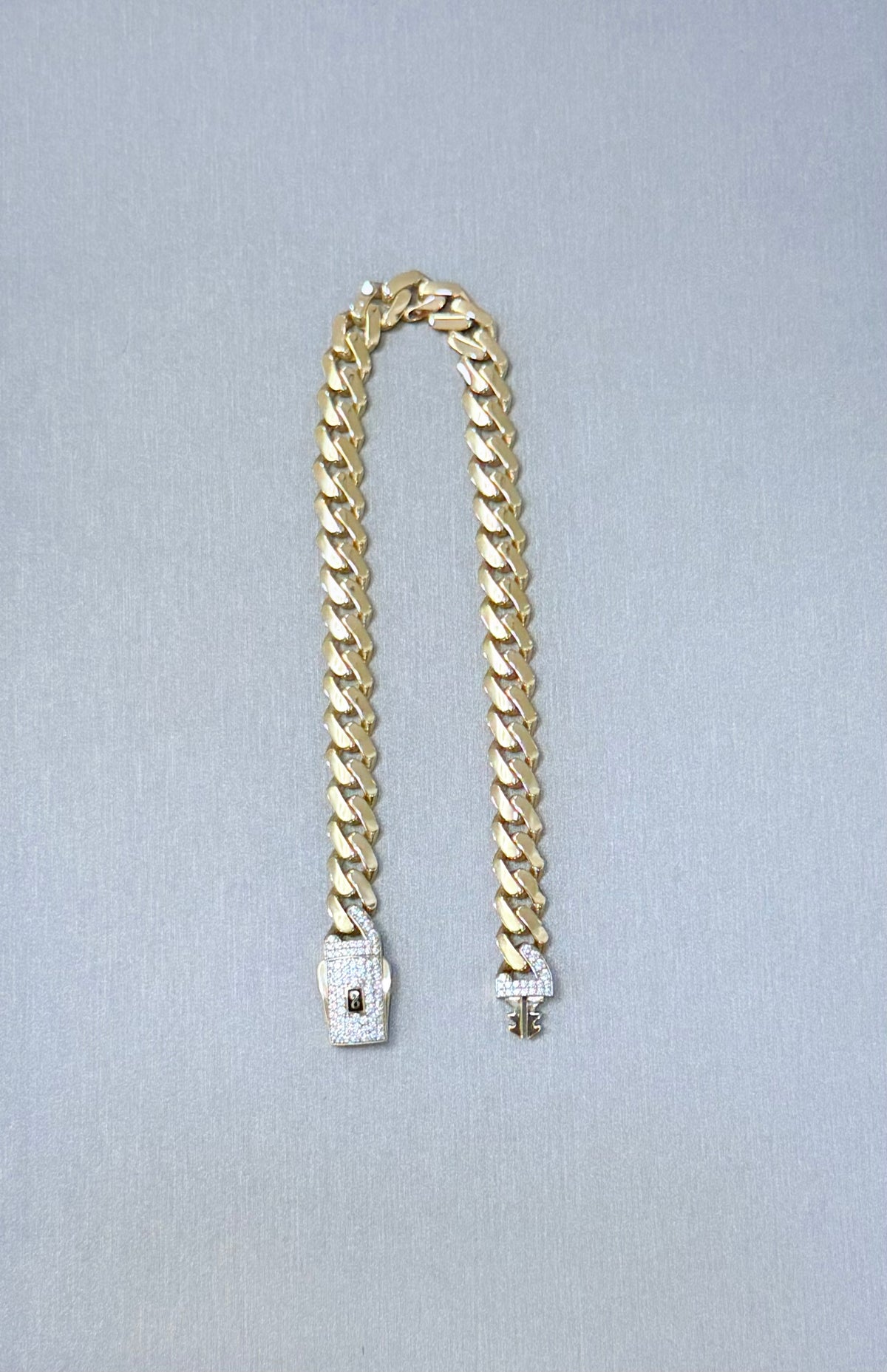 1083-NEW 14k Hollow Cuban Monaci Bracelet 8” (7mm)W.G