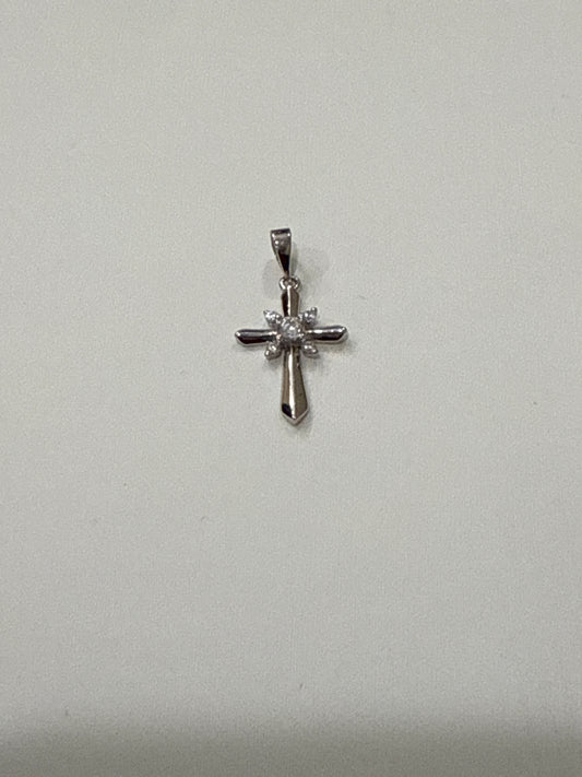 S861- .925 Small Cross Pendant Cz Stone