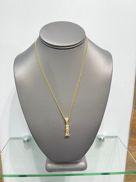 C27- NEW 14K Miami Cuban Chain and Our Lady Of Guadalupe Pendant W.G